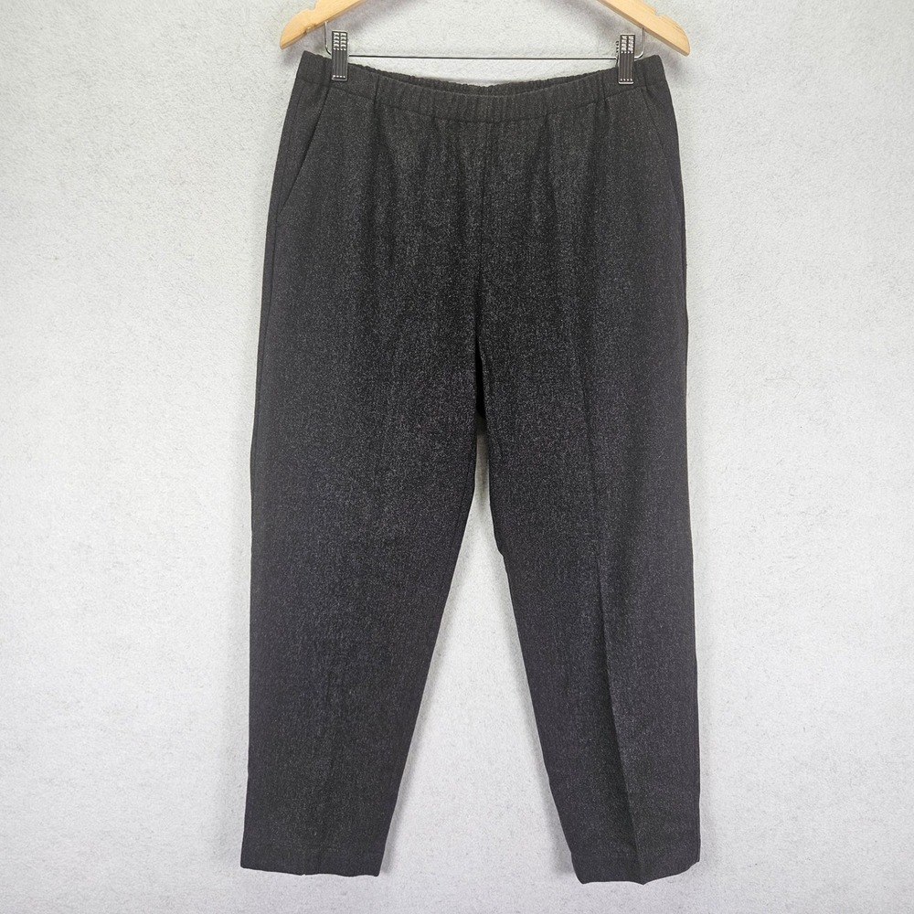 Eileen Fisher Petite Wool Tapered Trousers PM Grey Charcoal Quiet Luxury